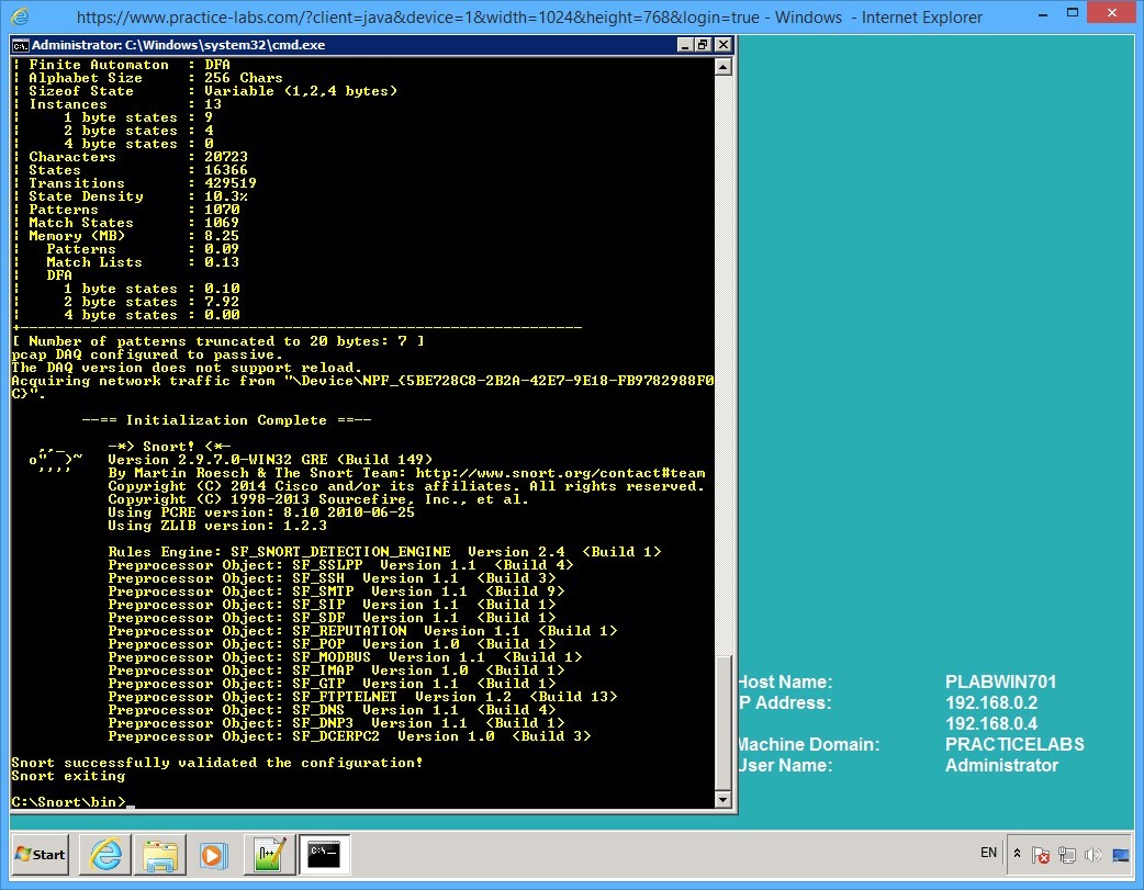 Practice Labs screenshot.